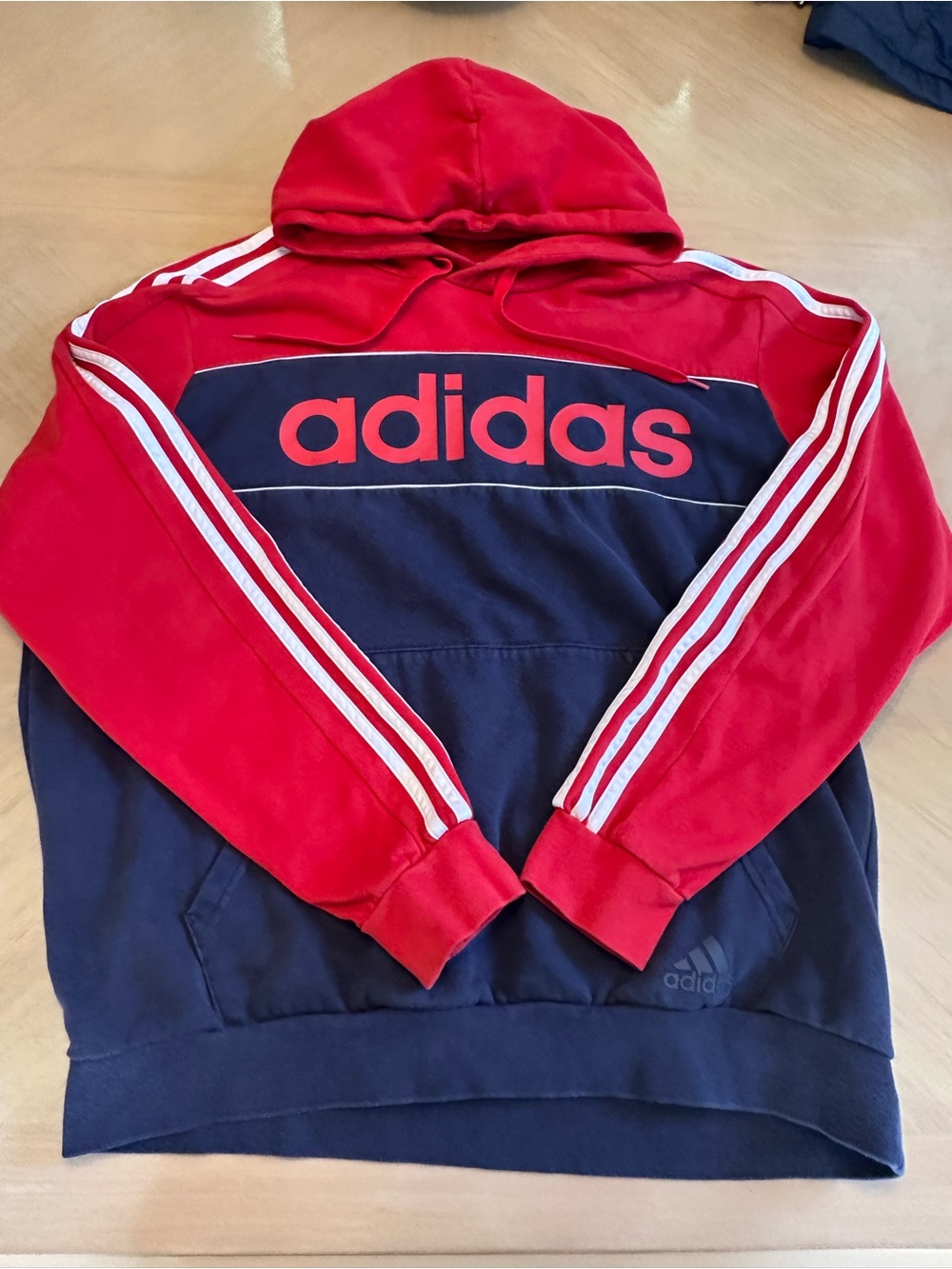 Adidas Red Navy Hoodie Sweatshirt Size XL